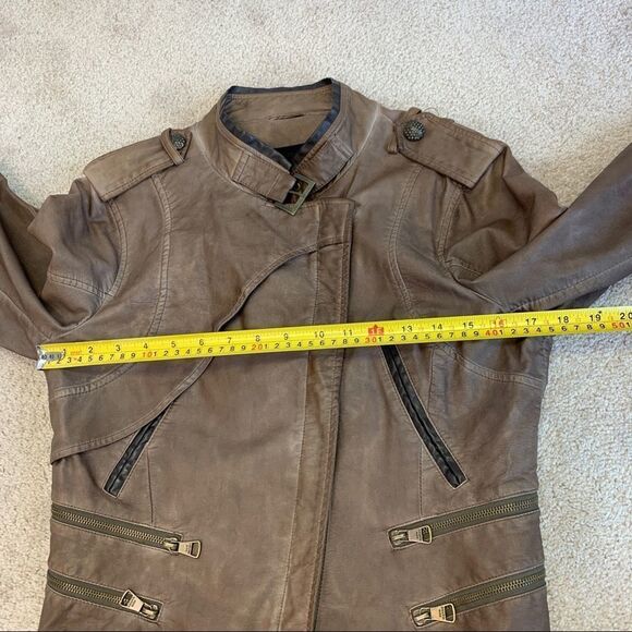 STEVE Madden NWOT Brown faux leather vegan Moto jacket size medium - Picture 12 of 13
